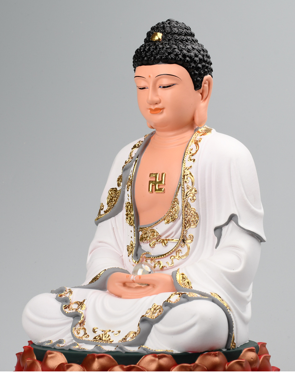 娑婆三圣佛像白衣佛祖观音菩萨地藏王神像释迦牟尼佛像树脂摆件