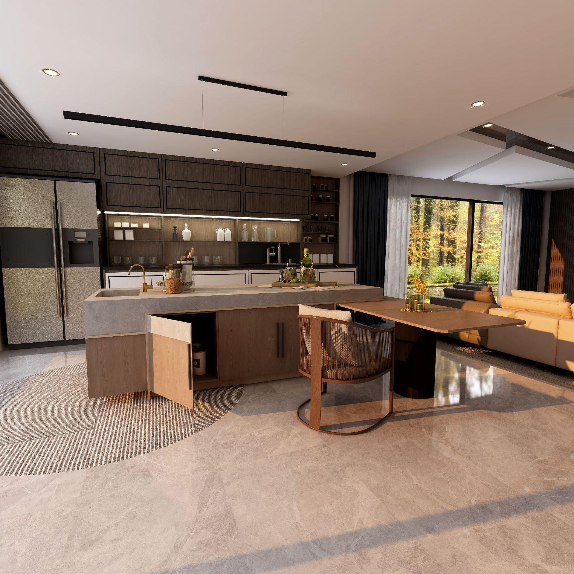 中岛台餐桌一体北欧岩板导台实木餐桌家用岩板岛台餐岛台一体批发