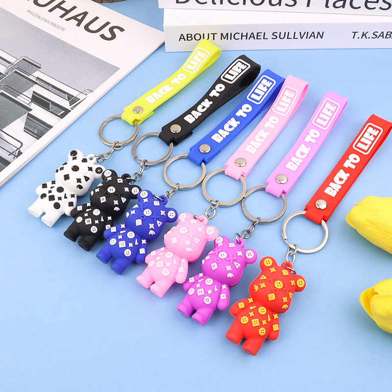 Cute Cartoon Bear Keychain Pendant Doll Accessories Creative Gifts Car Key Ring Bags Factory Wholesale