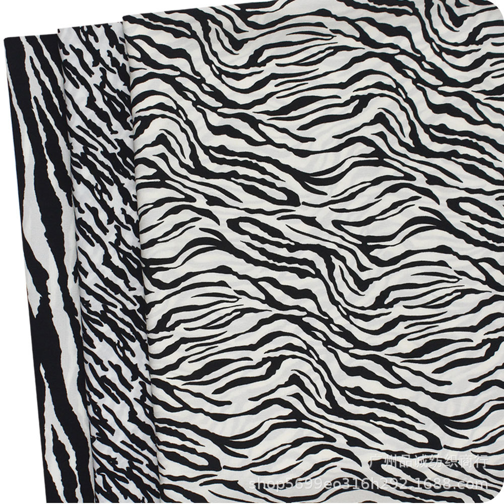 真丝绒印花 欧美风乱线条雪纺印花布 女衬衫连衣裙时尚阔腿裤面料