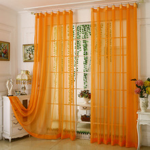 窗帘窗纱  窗帘纱纯色透光橙色 纱帘 橙色 桔色 桔黄色 纱料