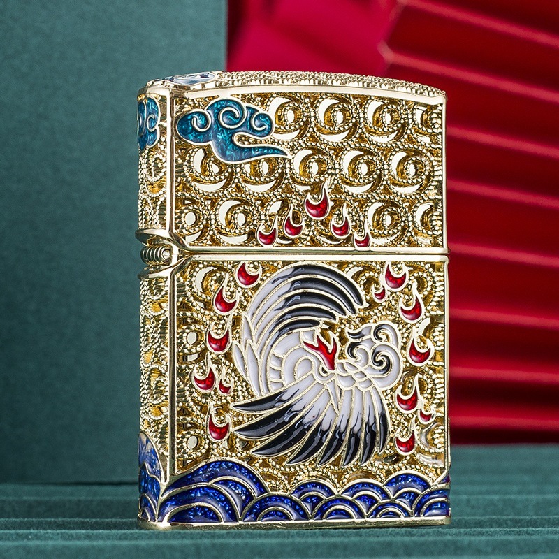 Chief Enamel Lighter Men's Special Chinese Style Gift Filigree Hollow Kerosene Lighter Gift