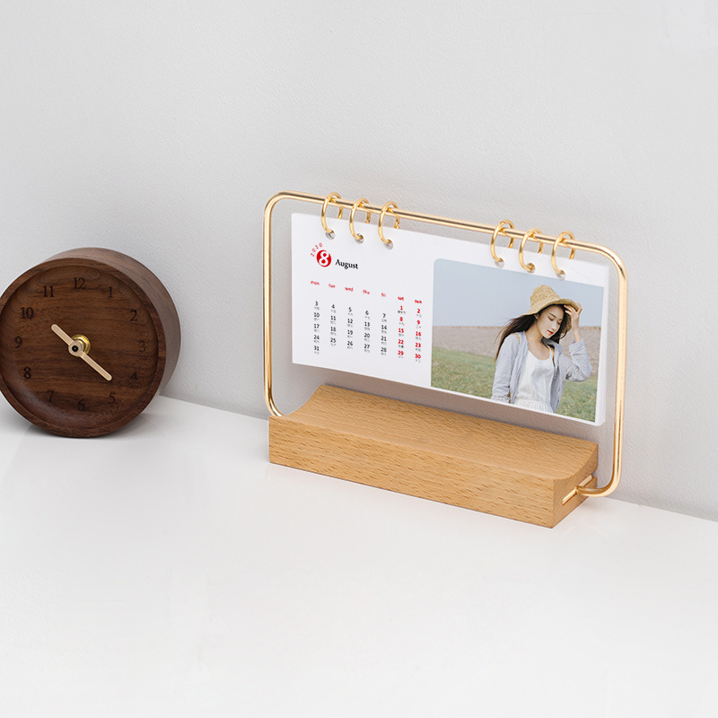 实木台历底座 相片明信片支架 桌面日历支架支持多种颜色logo定制