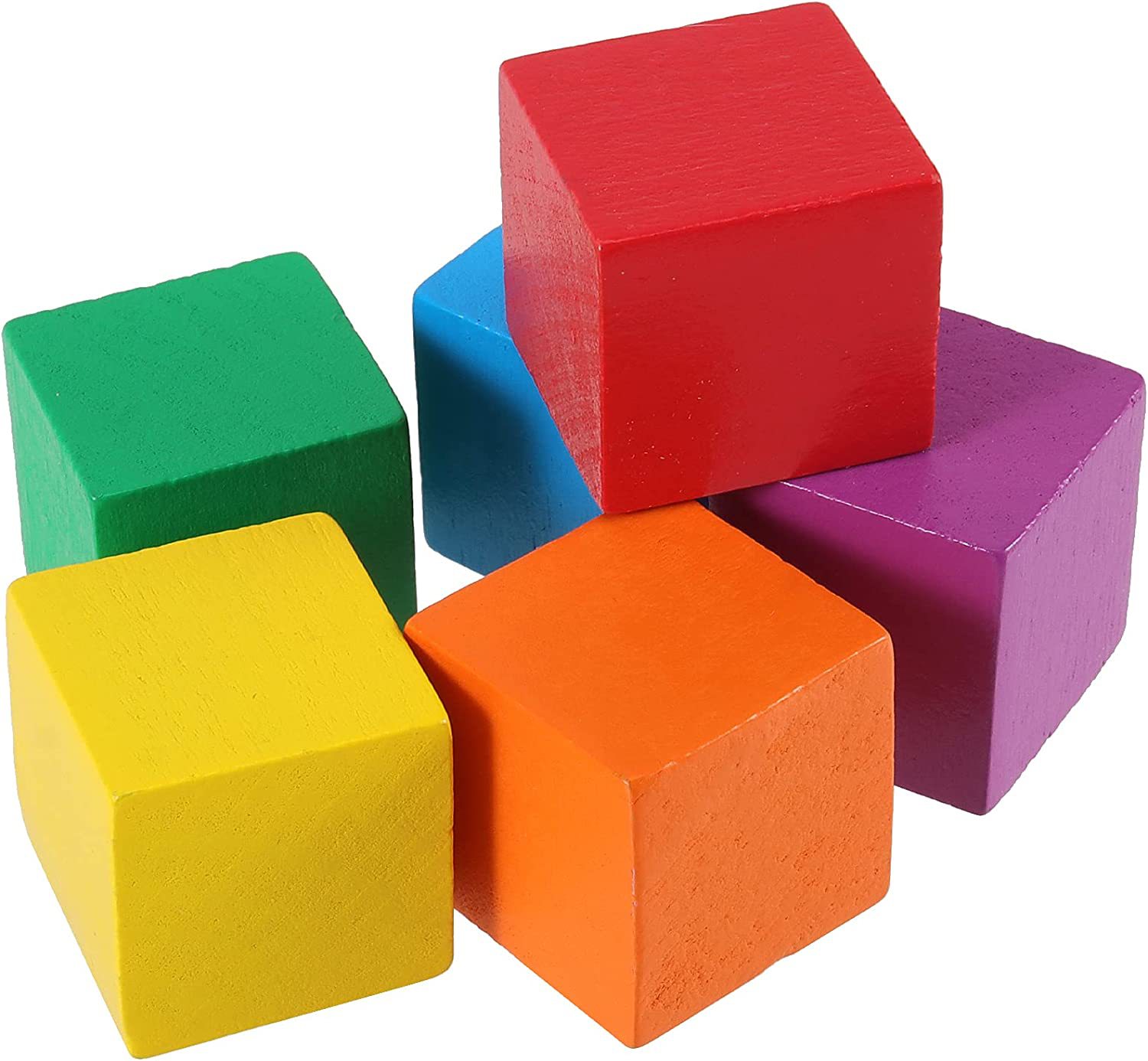 彩色木质立方体,手工艺用彩色木制积木,耐用积木堆叠木块套装
