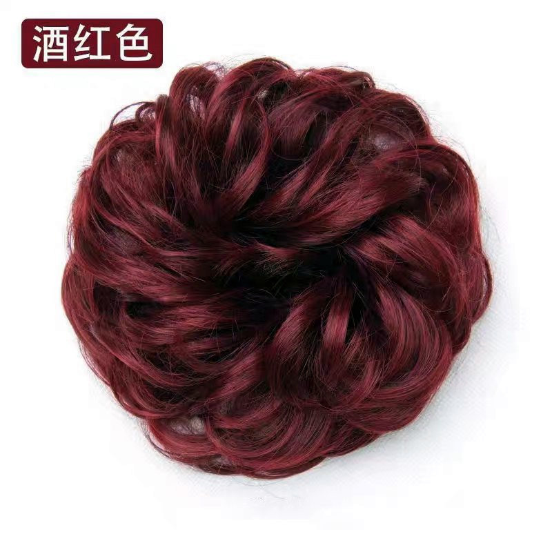 Realistic Wig Hair Band Rubber Band Hair Bag Updo Latte Art Small Balls Bud Female Headdress Flower Fluffy Curly Hair Large Hair Tie