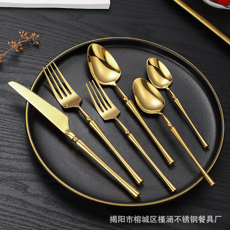304 Stainless Steel Western Food Knife, Fork and Spoon Tableware Creative Solid Small Waist Steak Knife and Fork Restaurant Household Coffee Spoon