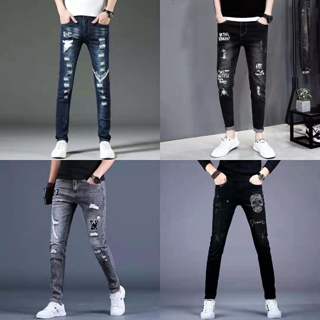 2023 Hong Kong Style New Miscellaneous Jeans Men's Straight Elastic Trend Casual Long Jeans Manufacturer Direct Wholesale