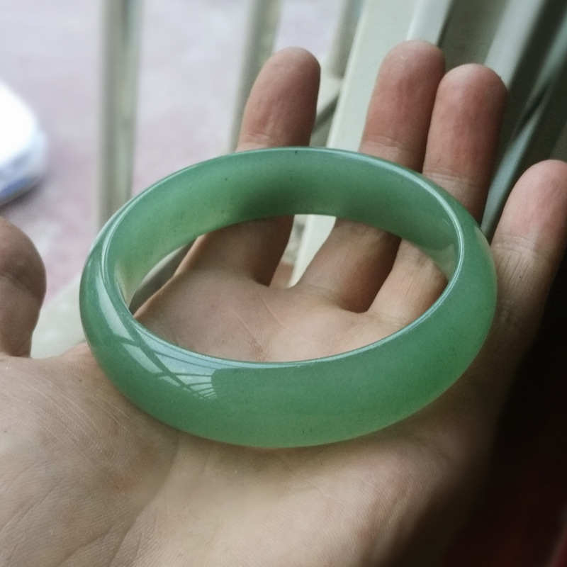 天然正品a货东陵玉手镯 女款玉镯子冰种浅绿色 纯手工只赚人气