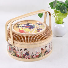 竹篮子老式串丝盖中秋节装粽子工艺品月饼手提篮篮子编织家用包邮