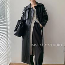英伦风复古机车皮衣外套女2025春季新款中长款收腰显瘦PU皮衣外套