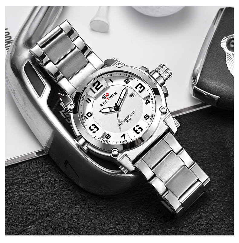 bestwin网红男士机车手表男抖音防水大表盘石英日历男表6770