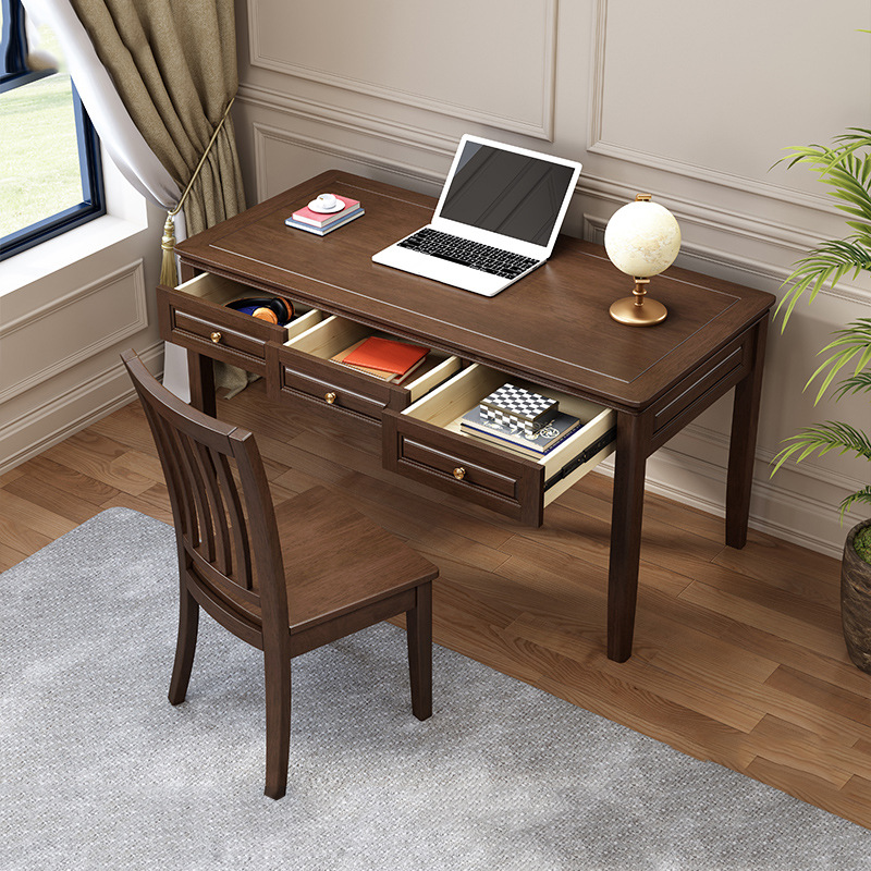 实木书桌美式乡村桌办公桌简约小户型书台书房家具家用学生写字台