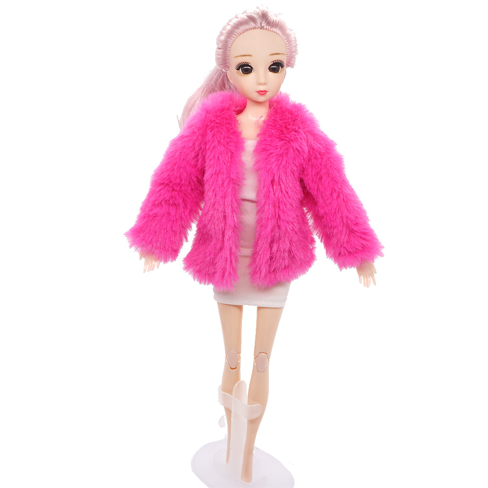29cm巴比洋娃娃bjd配件衣服玩具小兔毛毛绒皮草大衣外套婚纱服装