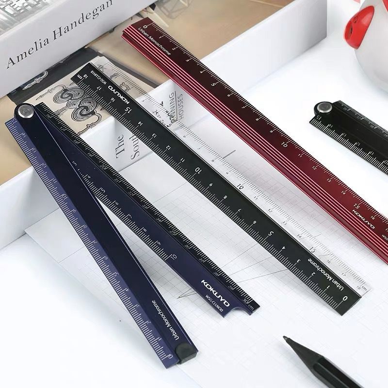日本kokuyo国誉铝制尺金属直尺格尺都市印象铝尺学生考试用
