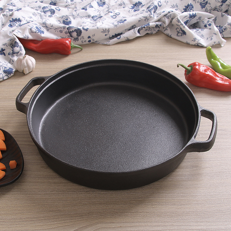 加厚铸铁平底锅煎锅家用烙饼锅无涂层不粘锅炒锅燃气灶电磁炉通用