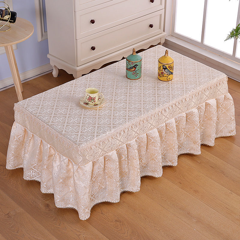 茶几桌布蕾丝长方形茶几罩套防尘罩客厅茶几布田园布艺桌布茶几垫