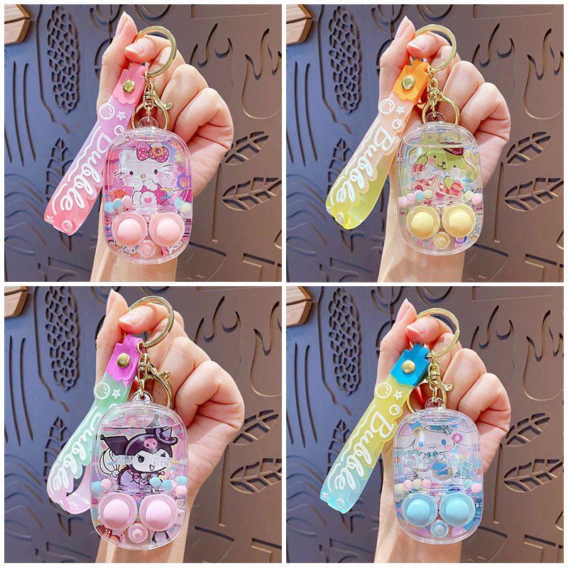 creative decompression game water shooting keychain cartoon sanrio car shape school bag keychain pendant small gift