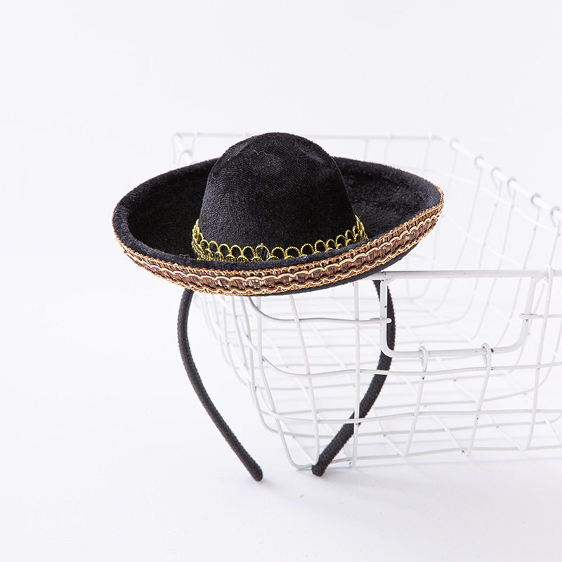 墨西哥帽发箍 创意帽子头扣 民族风复古发箍 万圣节装饰道具头饰