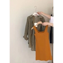 秋季温柔系穿搭女2023新款韩版洋气减龄格子衬衫时尚半身裙两件套