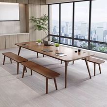 实木会议桌长方形工作台商用大板木桌子长条桌简约现代办公学习桌
