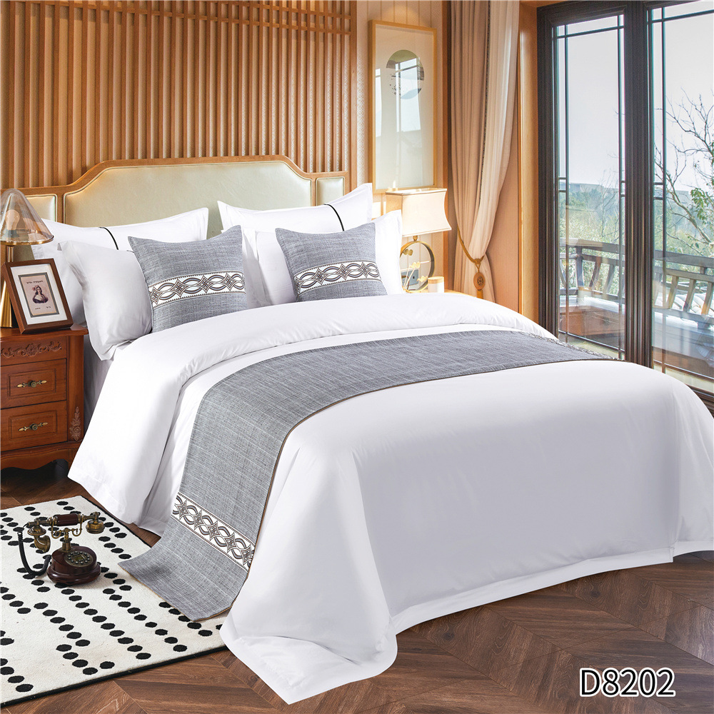 22年新款酒店床旗纯色星级宾馆床尾巾民宿客房布草床上用品厂家