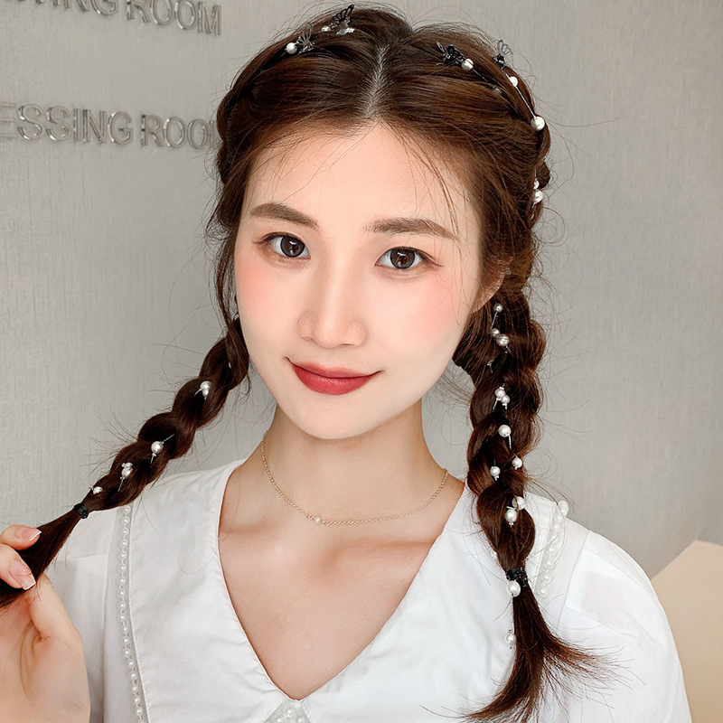 鞠婧祎同款流苏珍珠蝴蝶发夹夏天超仙链条编发器ins绑发潮流学生