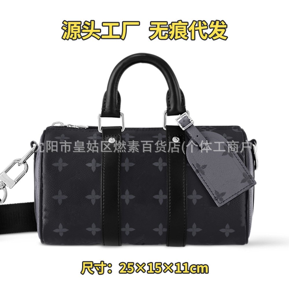 新款真皮男士跨境经典黑花系列斜挎包货时尚潮流大容量出门必备潮