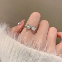 欧泊月光石蝴蝶结戒指女时尚个性食指戒小众设计轻奢精致开口指环