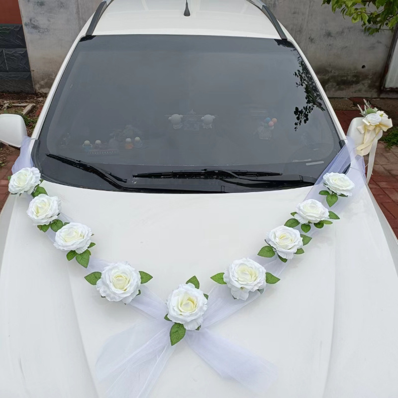 Wedding Car Decoration Car Headdress Flower Wedding Supplies Wedding Main Wedding Car Layout Creative Simulation Wedding Flower Team Decoration