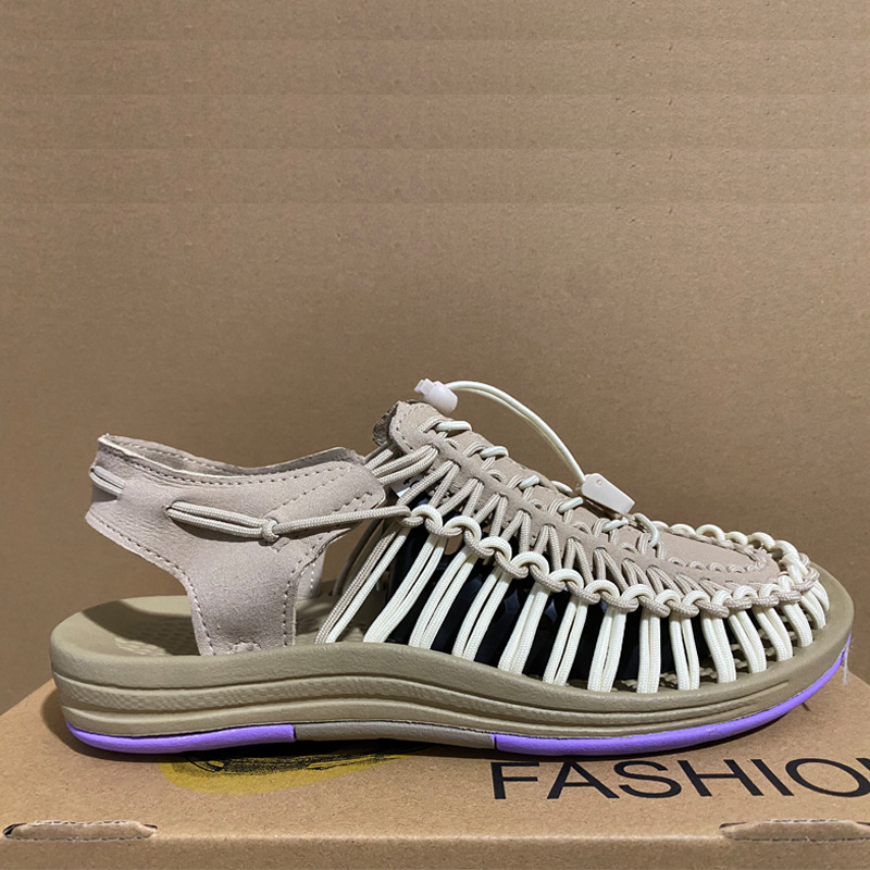 Cross-Border Large Size 2022 New Breathable Sandals Women's Fashion Casual Weaving Sandals Women's Beach Shoes Korean Couples Shoes