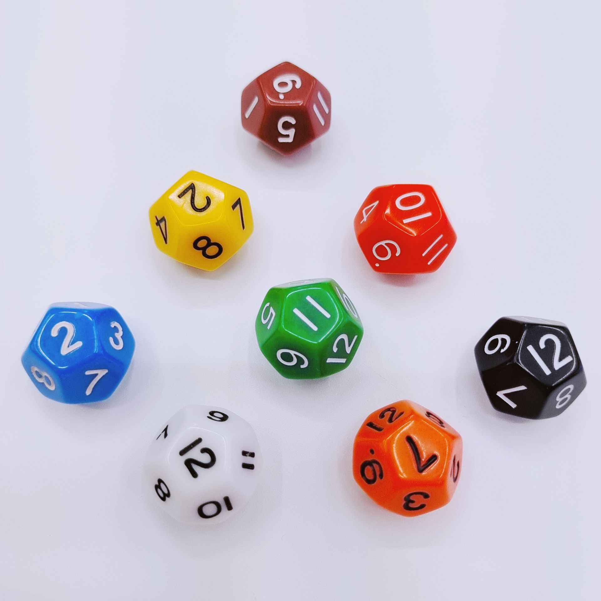 多面数字骰子 12面彩色亚克力骰子 算数色子 教育用品 文教类道具