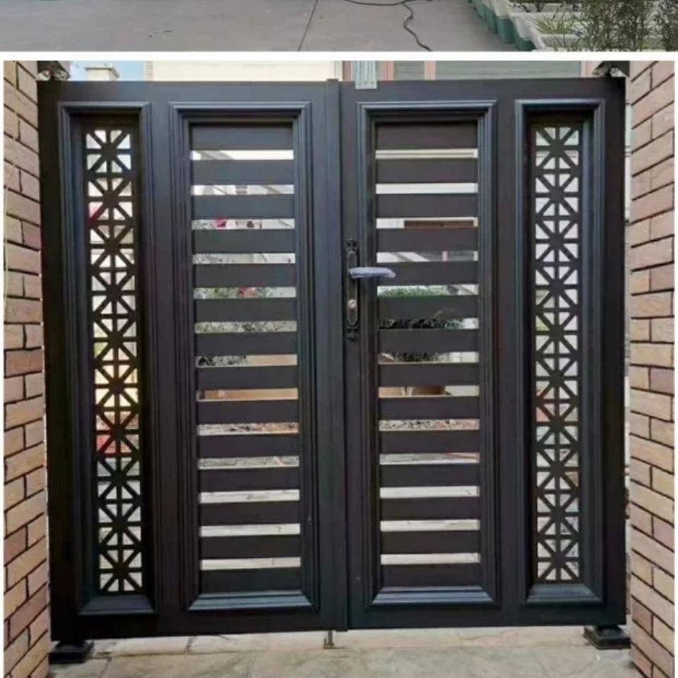 铝艺大门庭院别墅双开门农村铝合金对开门电动平移折叠门围墙大门