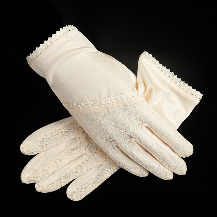 sq8110夏季真丝桑蚕丝蕾丝防晒开车止滑手套