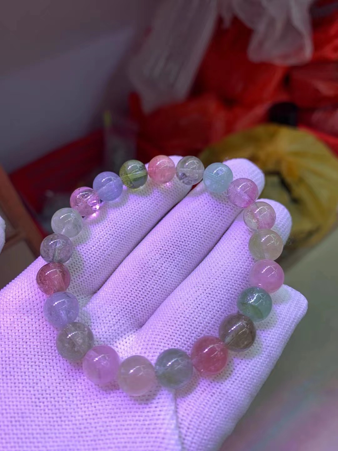 厂家批发 天然碧玺手链 冰淇淋 晶体通透 颜色鲜艳 个别西瓜碧