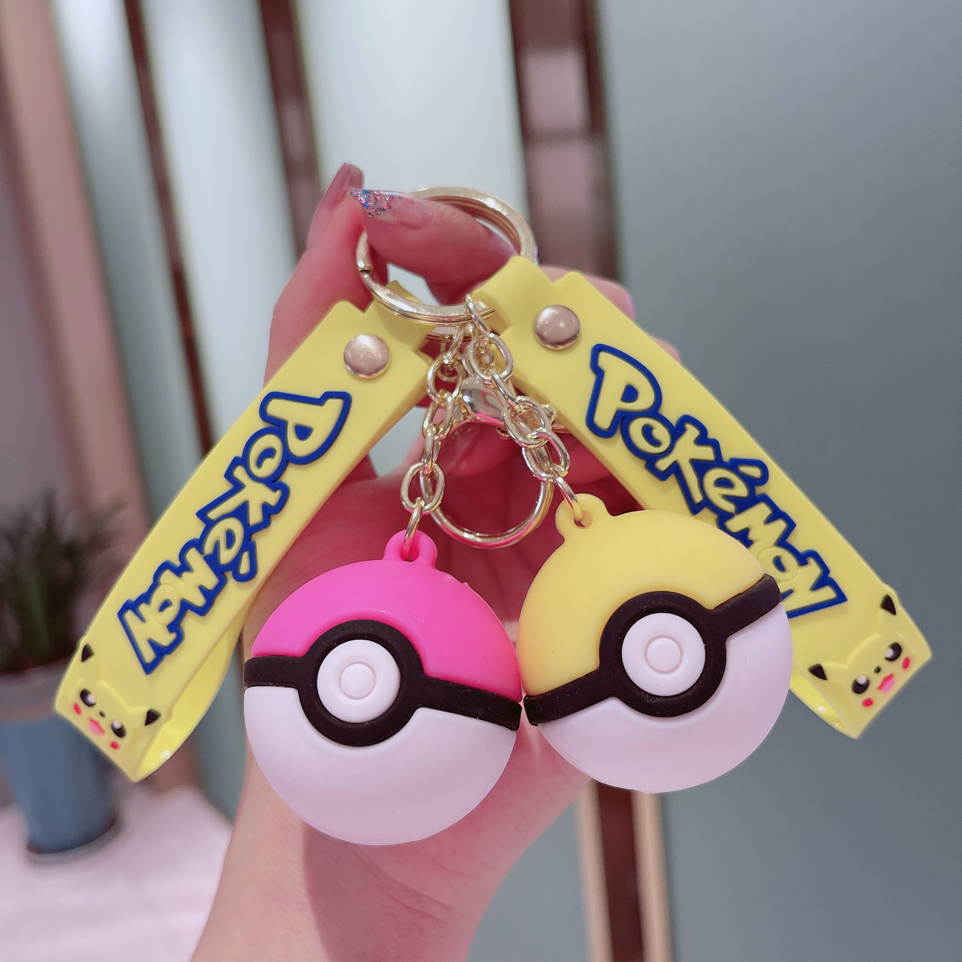 Pikachu Poke Ball Doll Key Chain Accessories Keychain Schoolbag Wholesale Cute Silicone Pendant Car Hot Sale