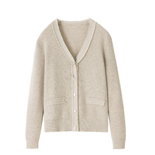 新款秋冬纯山羊绒女式羊绒衫长袖厚款羊绒毛衣气质修身纯羊绒开衫
