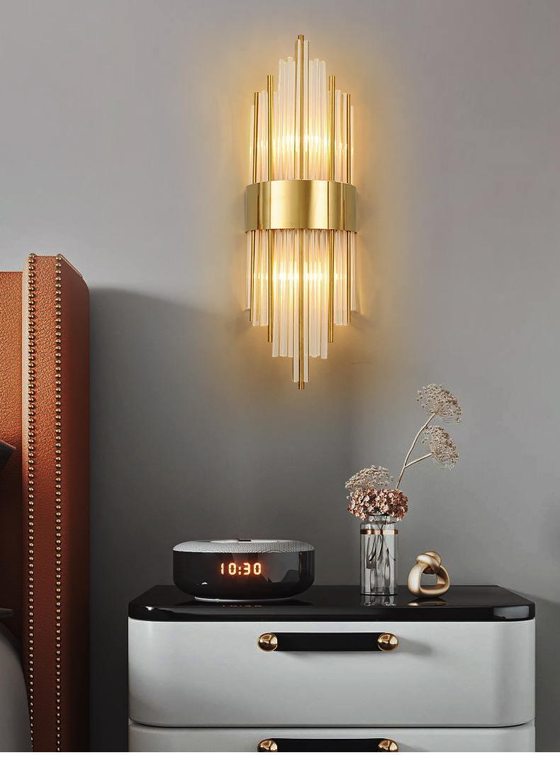 轻奢壁灯客厅电视背景墙灯现代简约卧室床头灯不锈钢过道走廊壁灯