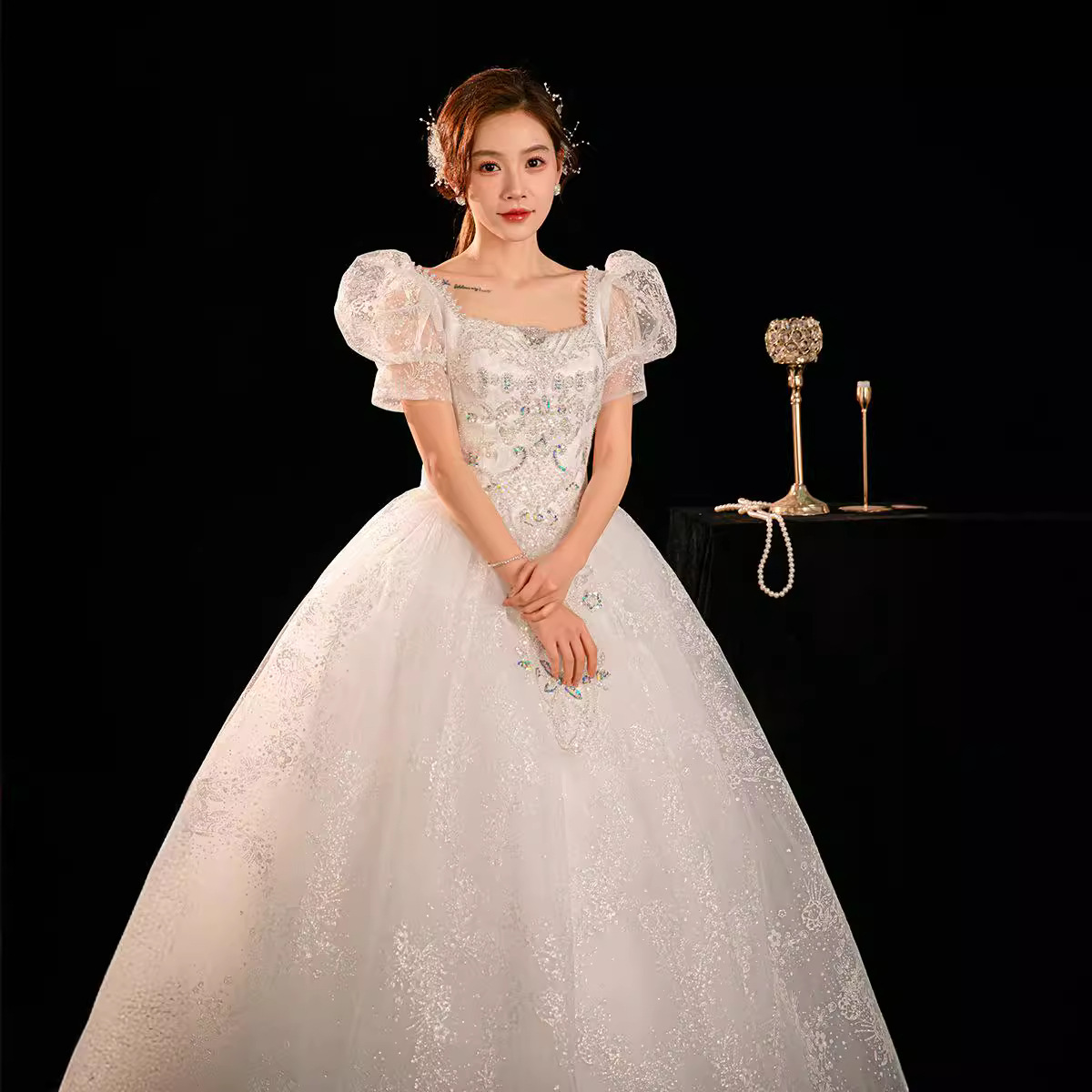 法式在逃公主婚纱礼服2024新款新娘小个子主纱高级质感出门纱气质