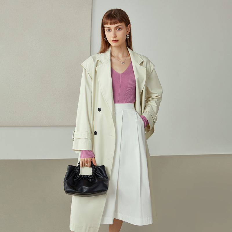 范思蓝恩213006气质流行长款风衣外套女2021年新款秋季设计感高级