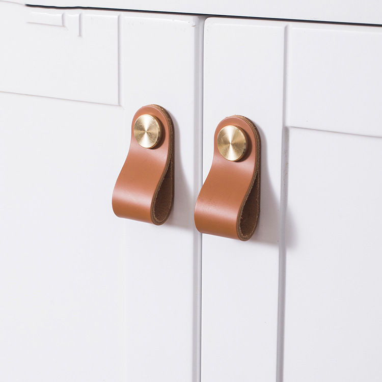 北欧风pu皮革拉手 柜门抽屉门把手 木质衣柜易抽拉式皮革提把