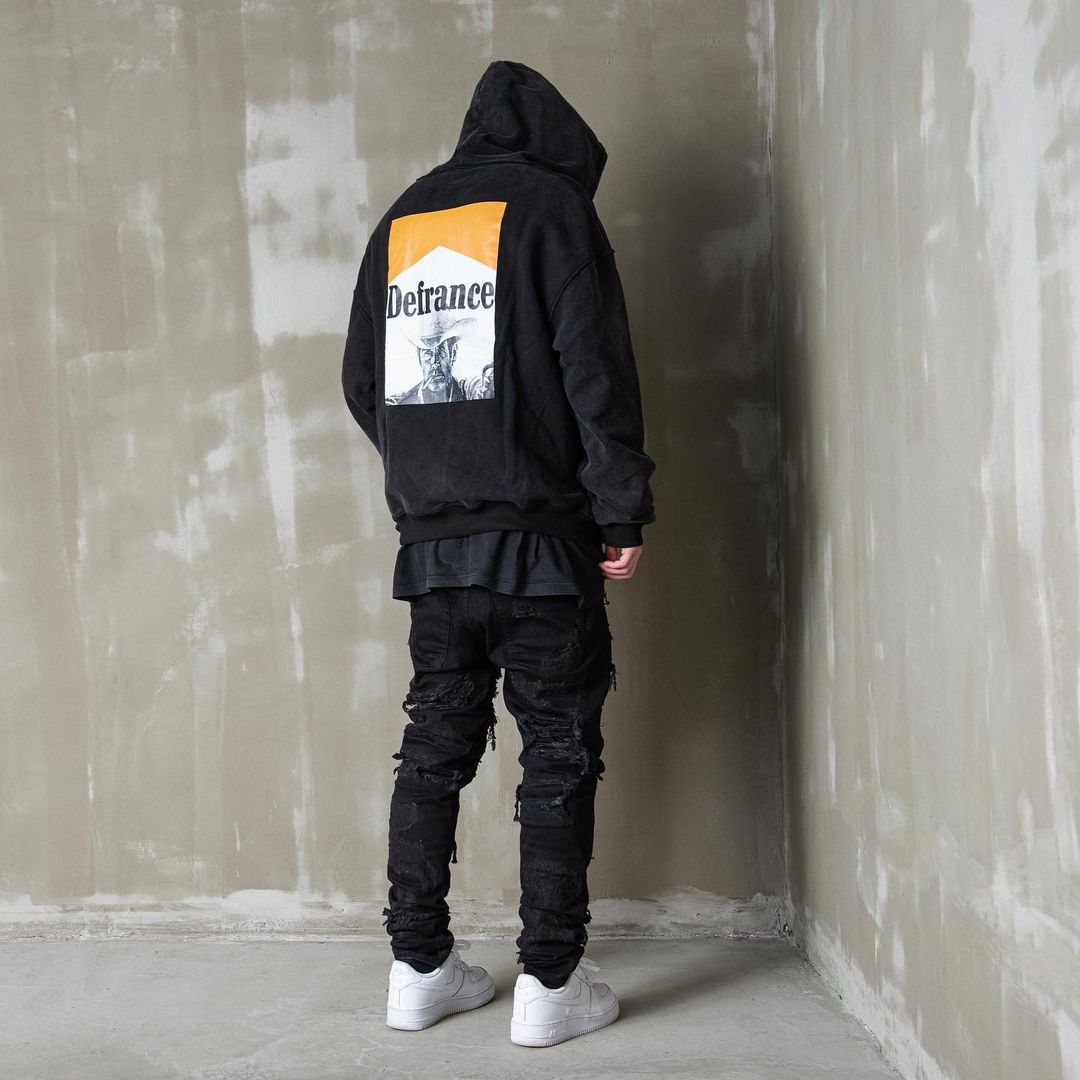 adf联名rhude万宝路 arnodefrance 高街fog 牛仔人像连帽卫衣男潮