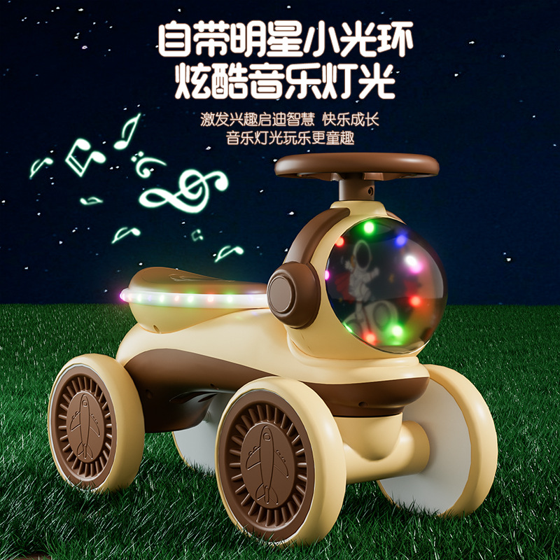 Children's Four-Wheel Scooter with Light Music Balance Car 1-3 Years Old Baby without Pedal Luge Stroller Wholesale