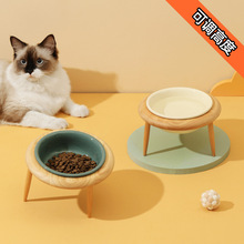 陶瓷飞碟猫碗高脚保护颈椎猫粮碗猫咪狗猫盆饮水碗宠物零食陶瓷碗