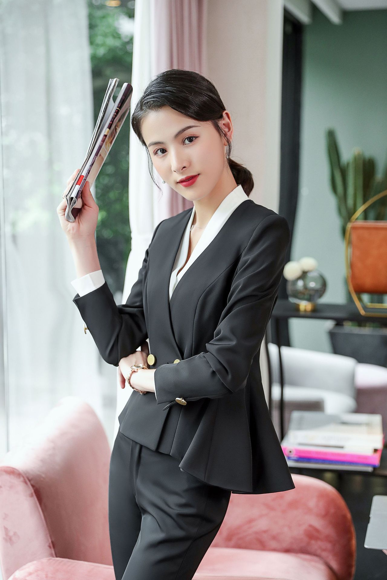 职业套装女2022早春气质时尚酒店前台工作装售楼部客服主管工作服