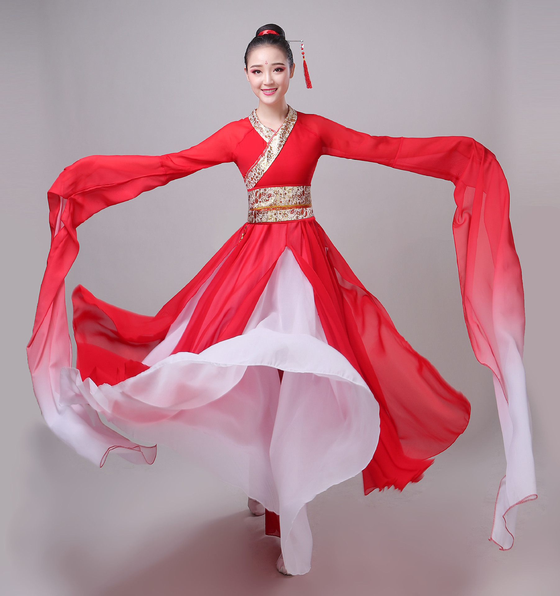 水袖舞蹈服惊鸿舞演出服女飘逸中国风古典甩袖大鱼海棠红昭愿汉服