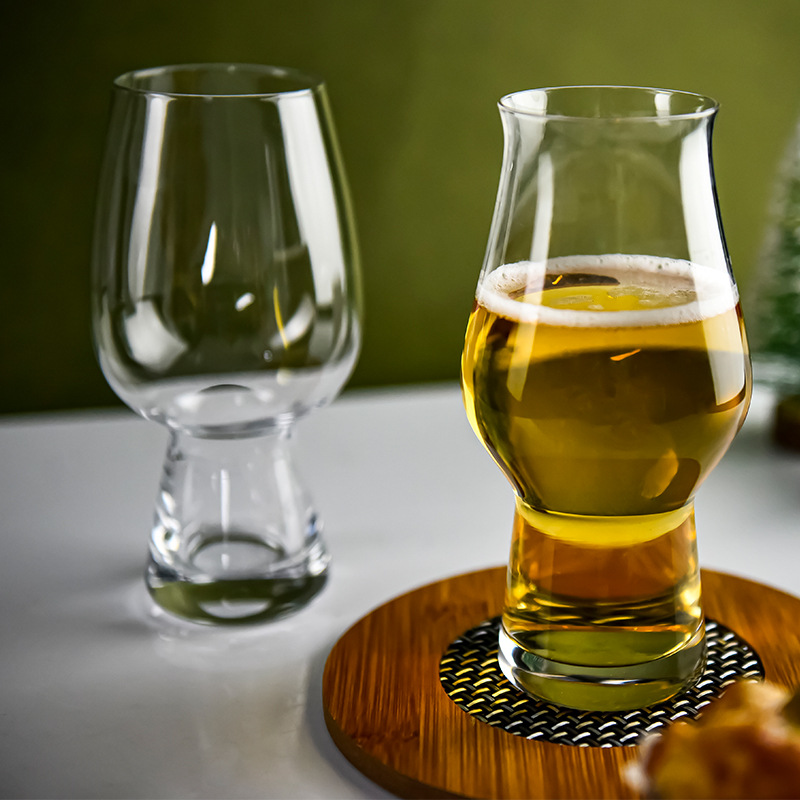 华浩开口郁金香啤酒杯餐厅长饮竹节杯冷饮果汁杯 商用黑啤玻璃杯