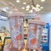 Water cup Straw cup Trend glass Cartoon student Portable double-deck fruit straw Mixing cup Manufactor On behalf of