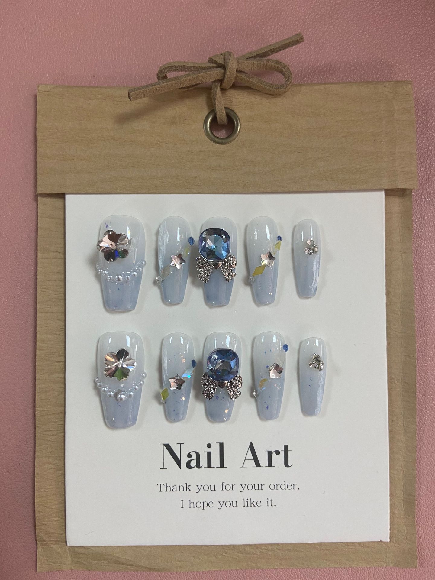 [Real Shot] Internet Celebrity Handmade Blue Gradient Plaster Wear Nail Fake Nails Temperament Nail Tip Wholesale