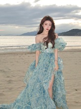 沙滩裙新款海边度假波西米亚长裙连衣裙欧根纱拍照旅游穿搭超仙女