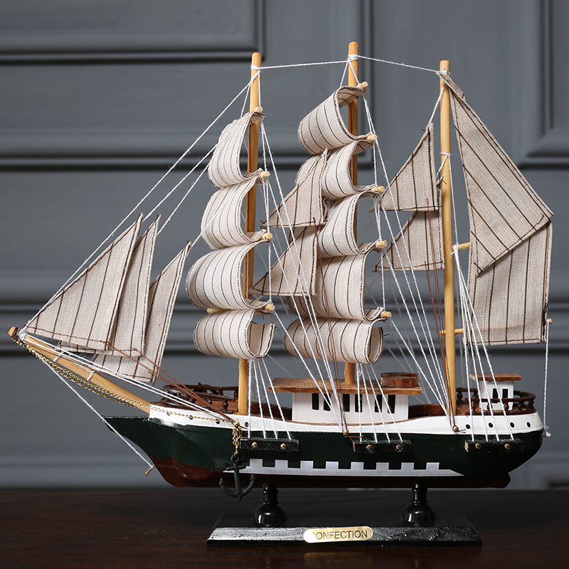 一帆风顺帆船模型摆件木质装饰品创意客厅玄关办公室小工艺品摆设